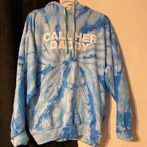 Call her daddy blue tie dye hoodie